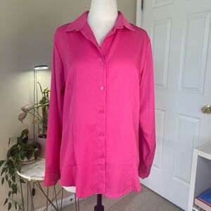 Hot Pink Button Up Blouse Size XL